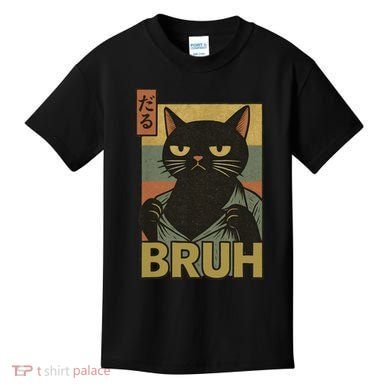 Funny Cat Bruh Meme Japanese Anime  Kids T-Shirt
