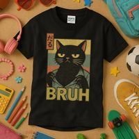 Funny Cat Bruh Meme Japanese Anime  Kids T-Shirt thumb 3