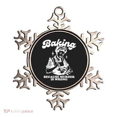 Funny Chef Baker Lady Baking Because Murder Is Wrong Vintage Meaningful Gift Ornament