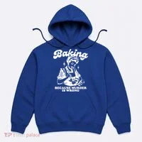 Funny Chef Baker Lady Baking Because Murder Is Wrong Vintage Meaningful Gift Hoodie thumb 0