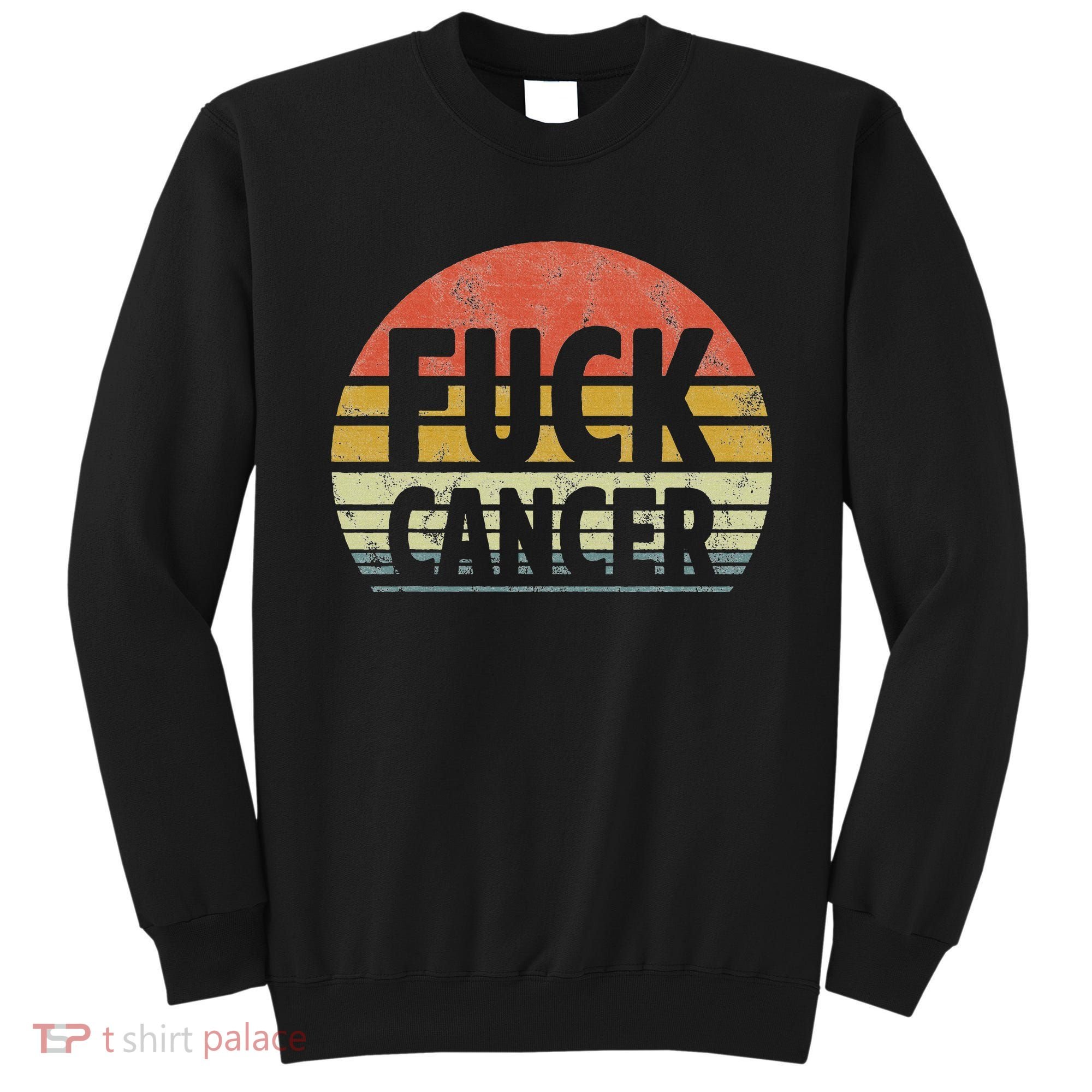Fuck Cancer Breast Cancer Awareness Gift Retro Distressed Sweatshirt