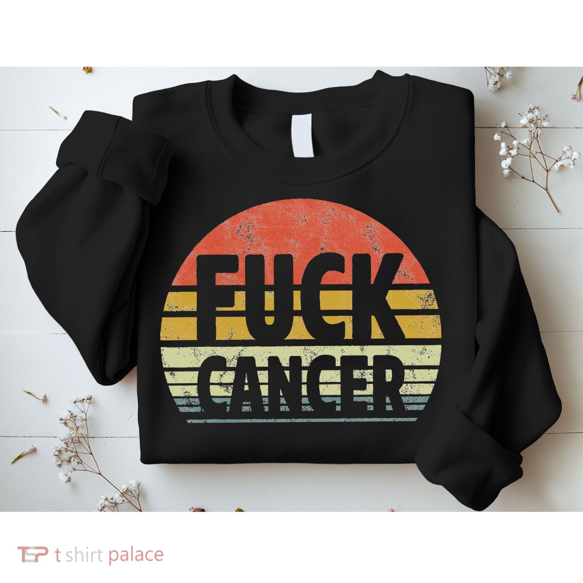 Fuck Cancer Breast Cancer Awareness Gift Retro Distressed Sweatshirt