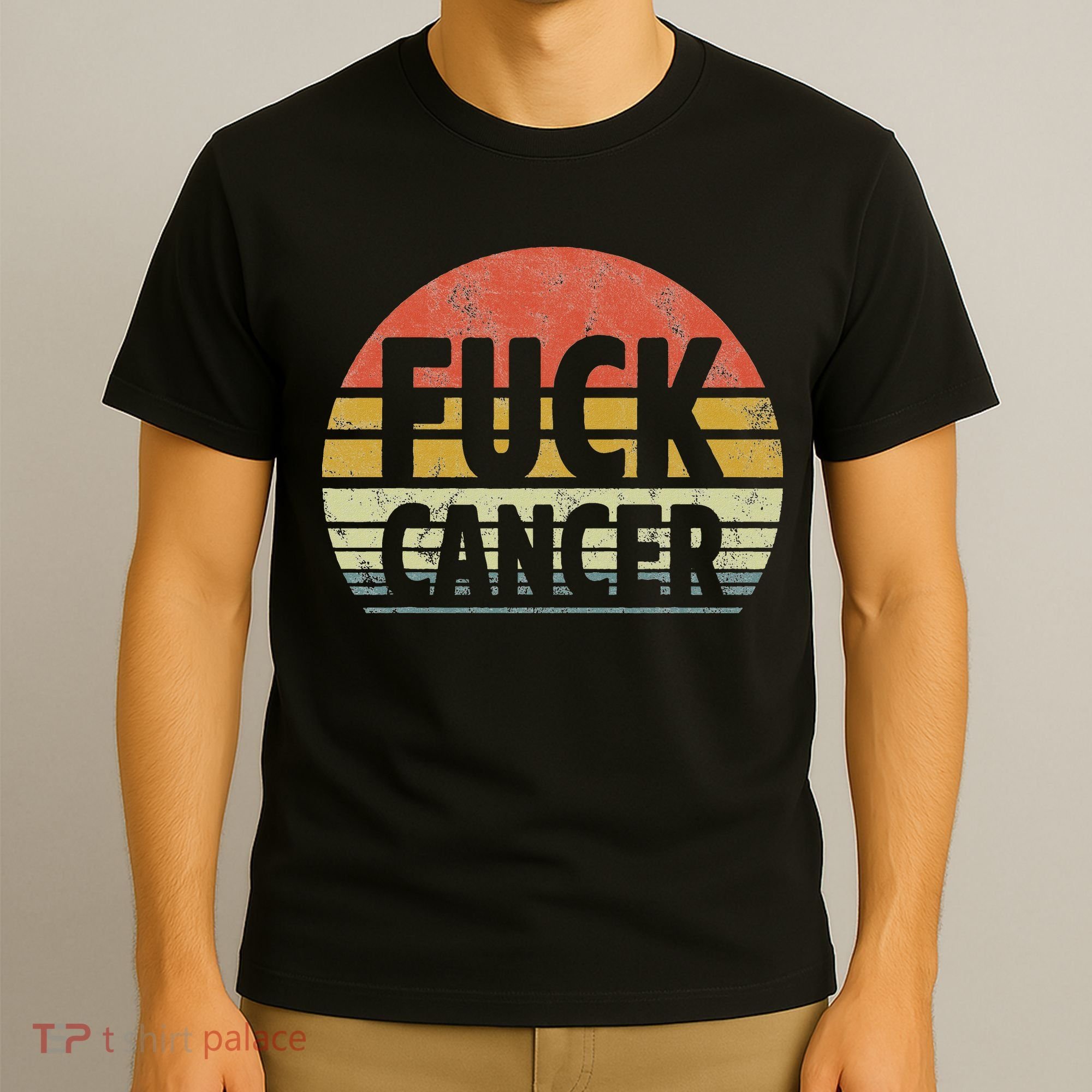 Fuck Cancer Breast Cancer Awareness Gift Retro Distressed T-Shirt