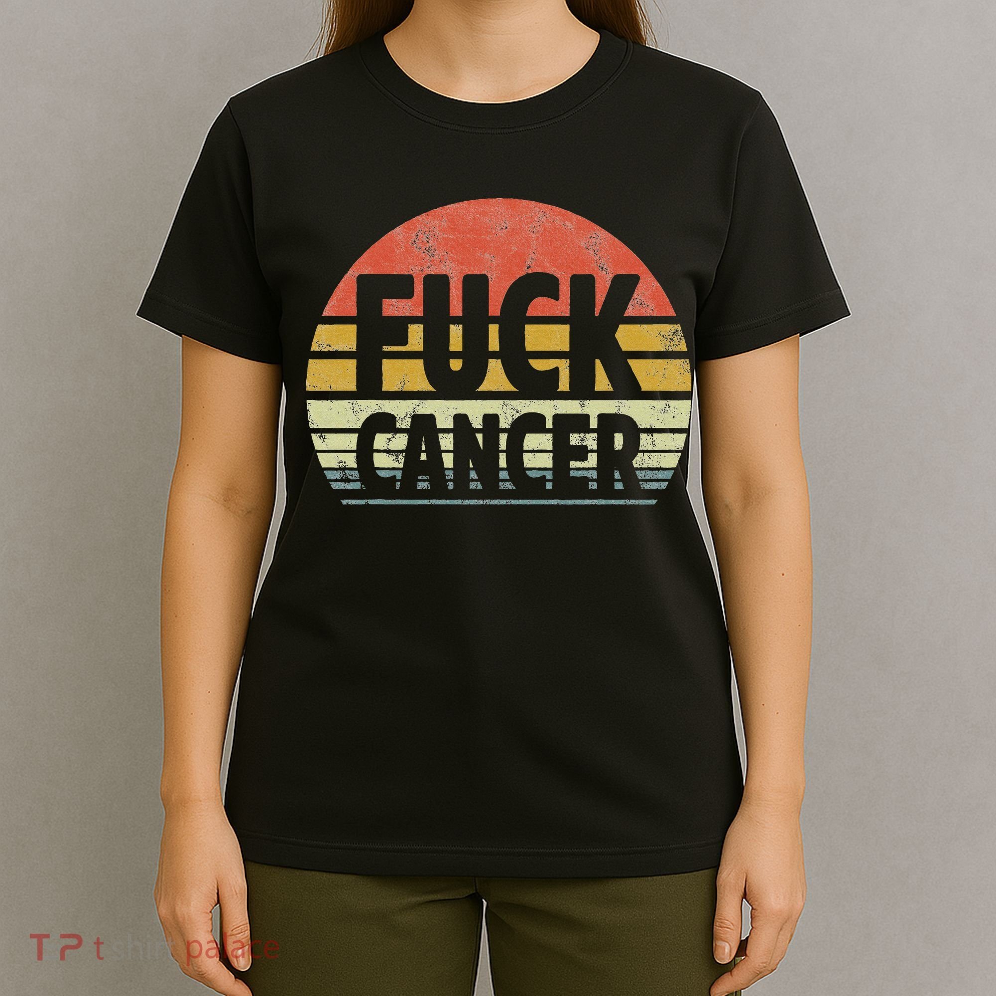 Fuck Cancer Breast Cancer Awareness Gift Retro Distressed T-Shirt