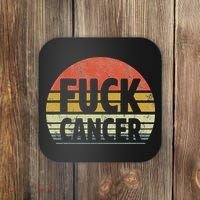 Fuck Cancer Breast Cancer Awareness Gift Retro Distressed Coaster thumb 0
