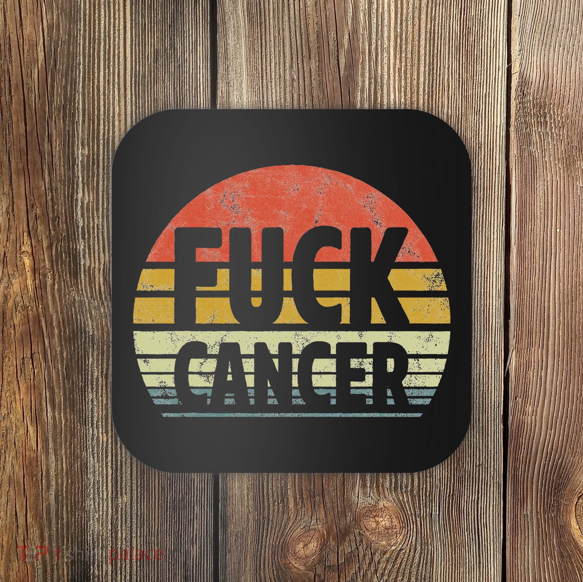 Fuck Cancer Breast Cancer Awareness Gift Retro Distressed Coaster