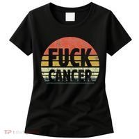Fuck Cancer Breast Cancer Awareness Gift Retro Distressed Women's T-Shirt thumb 0