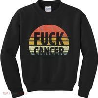 Fuck Cancer Breast Cancer Awareness Gift Retro Distressed Kids Sweatshirt thumb 0