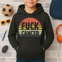 Fuck Cancer Breast Cancer Awareness Gift Retro Distressed Kids Hoodie thumb 2