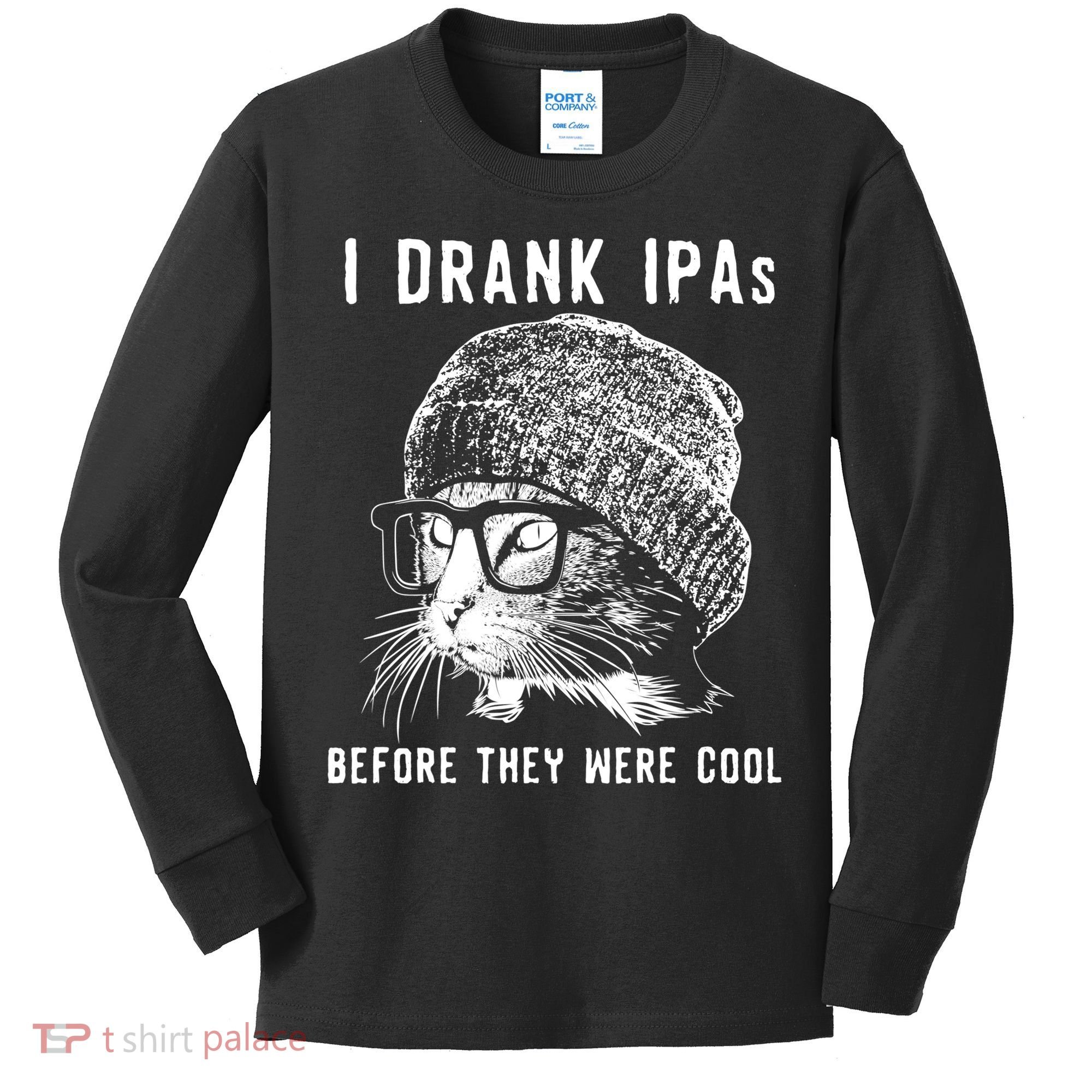 Funny Cat Beer IPA S For Women Funny Cat Lover Gift Kids Long Sleeve Shirt