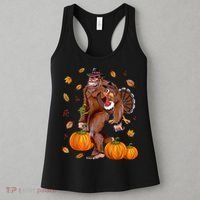 Funny Cute Bigfoot Sasquatch Turkey Pumpkin Happy Thanksgiving Day Women's Tank Top thumb 3
