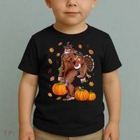 Funny Cute Bigfoot Sasquatch Turkey Pumpkin Happy Thanksgiving Day Toddler T-Shirt thumb 2