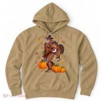 Funny Cute Bigfoot Sasquatch Turkey Pumpkin Happy Thanksgiving Day Hoodie thumb 0