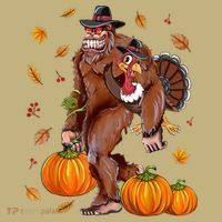 Funny Cute Bigfoot Sasquatch Turkey Pumpkin Happy Thanksgiving Day Mousepad thumb 1