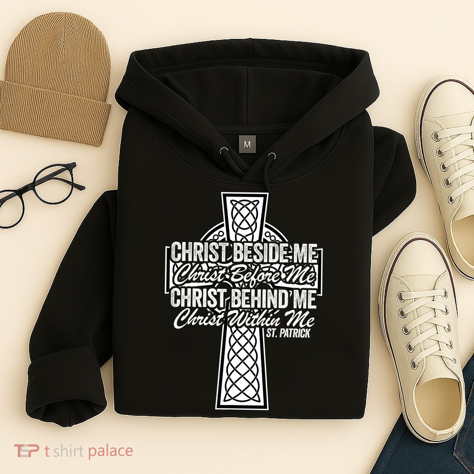 Funny Christ Beside Me Christ Before Me Christ Behind Me Hoodie