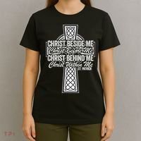 Funny Christ Beside Me Christ Before Me Christ Behind Me T-Shirt thumb 4