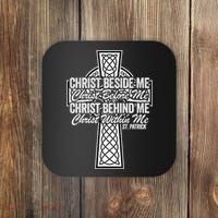 Funny Christ Beside Me Christ Before Me Christ Behind Me Coaster thumb 0