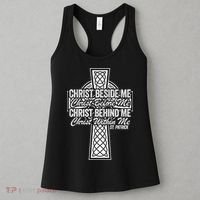 Funny Christ Beside Me Christ Before Me Christ Behind Me Women's Tank Top thumb 3