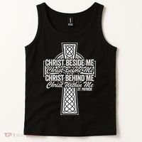 Funny Christ Beside Me Christ Before Me Christ Behind Me Tank Top thumb 2