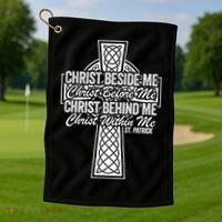 Funny Christ Beside Me Christ Before Me Christ Behind Me Golf Towel thumb 1
