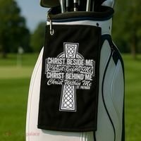 Funny Christ Beside Me Christ Before Me Christ Behind Me Golf Towel thumb 2