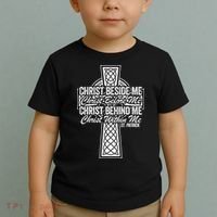 Funny Christ Beside Me Christ Before Me Christ Behind Me Toddler T-Shirt thumb 2