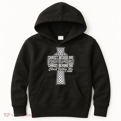 Funny Christ Beside Me Christ Before Me Christ Behind Me Kids Hoodie