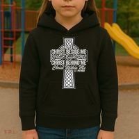 Funny Christ Beside Me Christ Before Me Christ Behind Me Kids Hoodie thumb 3