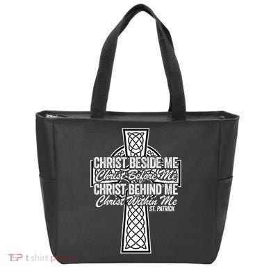 Funny Christ Beside Me Christ Before Me Christ Behind Me Tote Bag