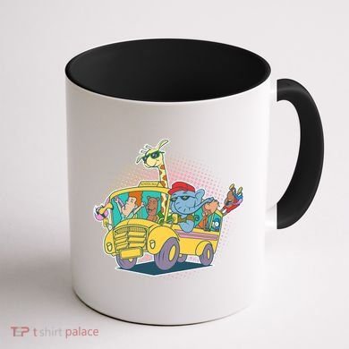Funny Cool Back to School Animals School Bus Coffee Mug back