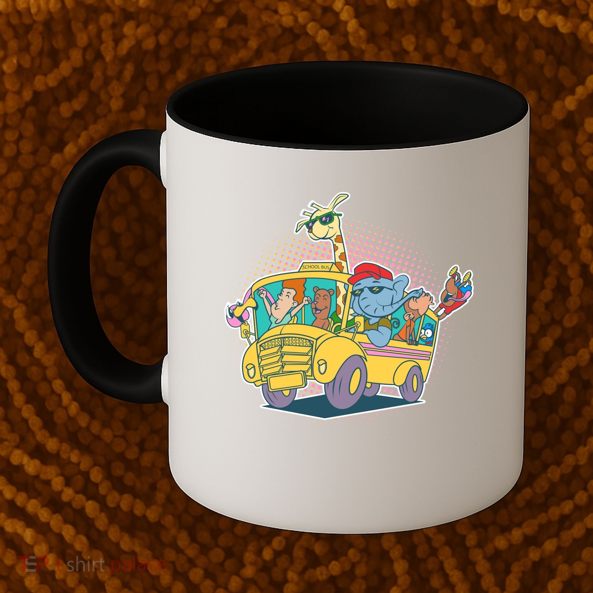 Funny Cool Back to School Animals School Bus Coffee Mug