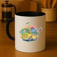 Funny Cool Back to School Animals School Bus Coffee Mug thumb 4