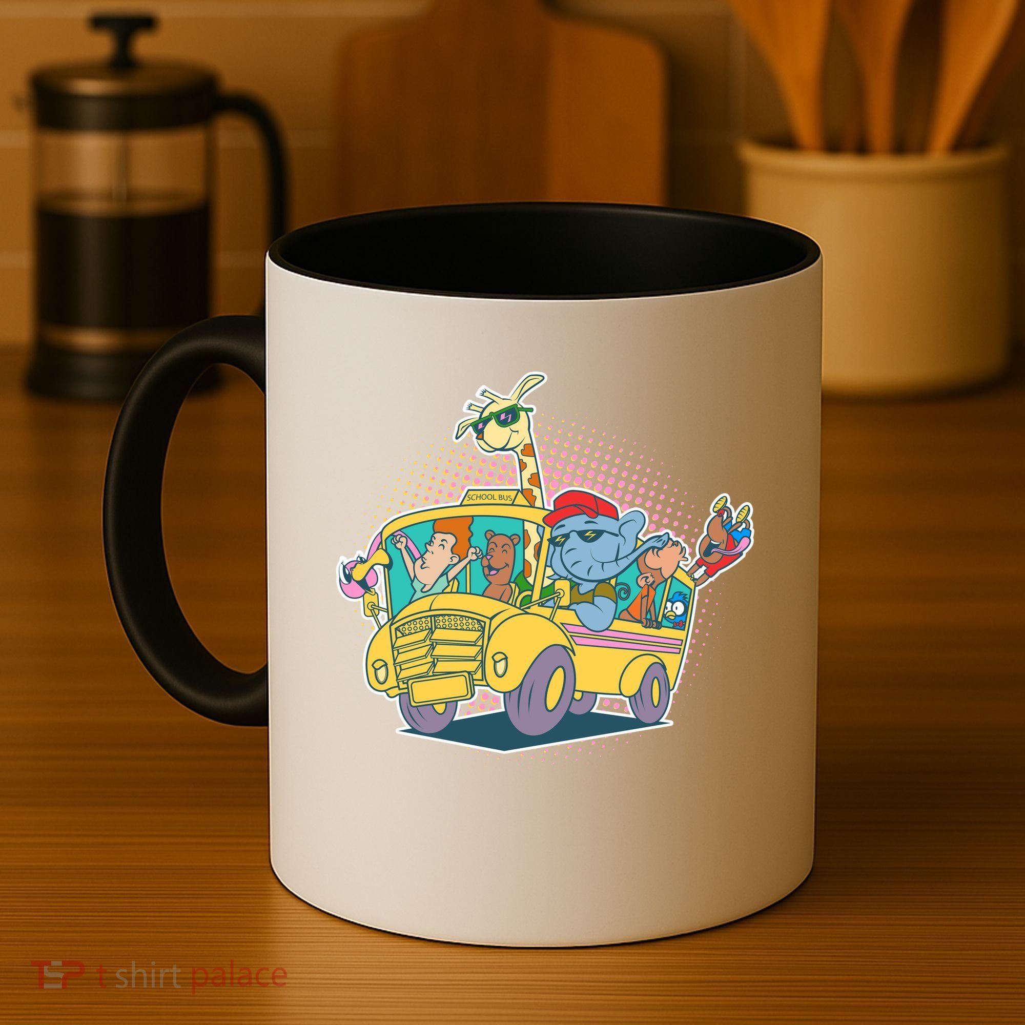 Funny Cool Back to School Animals School Bus Coffee Mug