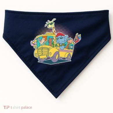 Funny Cool Back to School Animals School Bus USA-Made Doggie Bandana