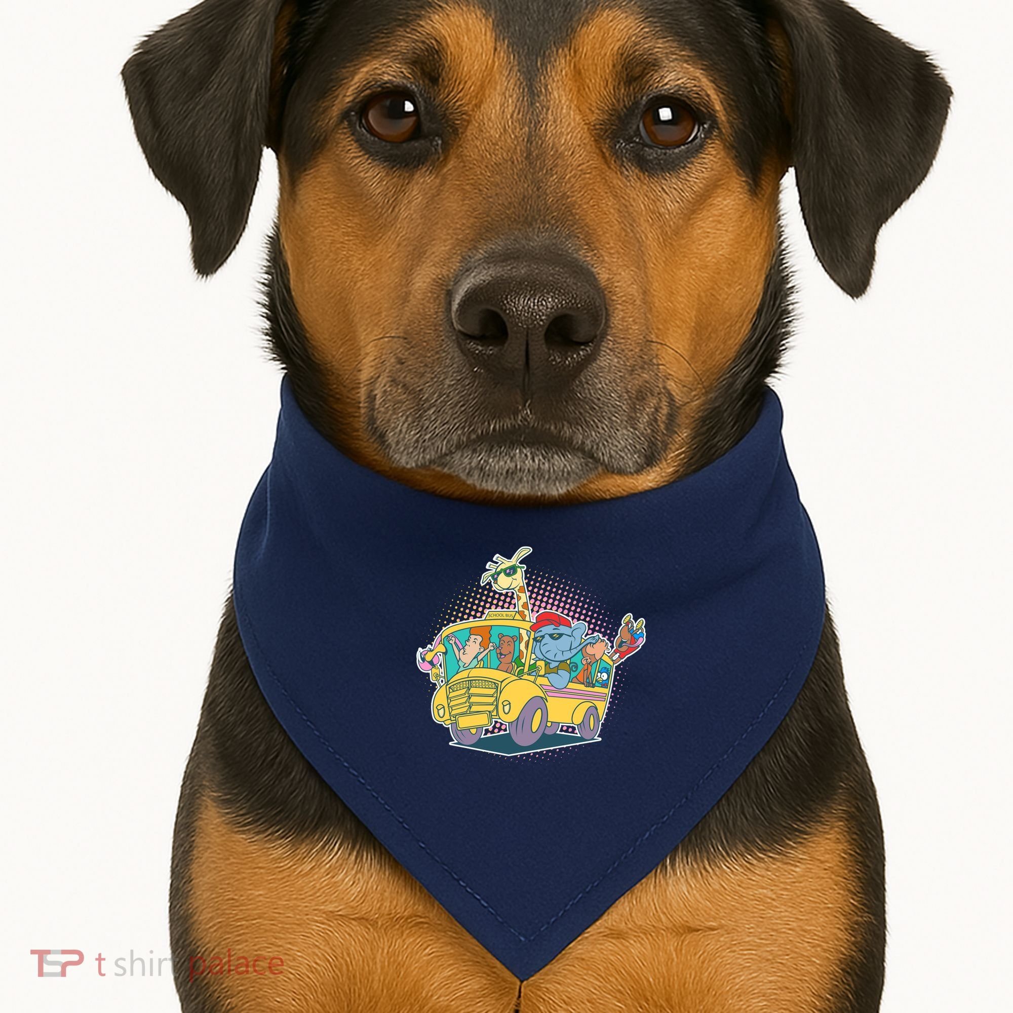 Funny Cool Back to School Animals School Bus USA-Made Doggie Bandana