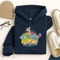 Funny Cool Back to School Animals School Bus Hoodie thumb 4