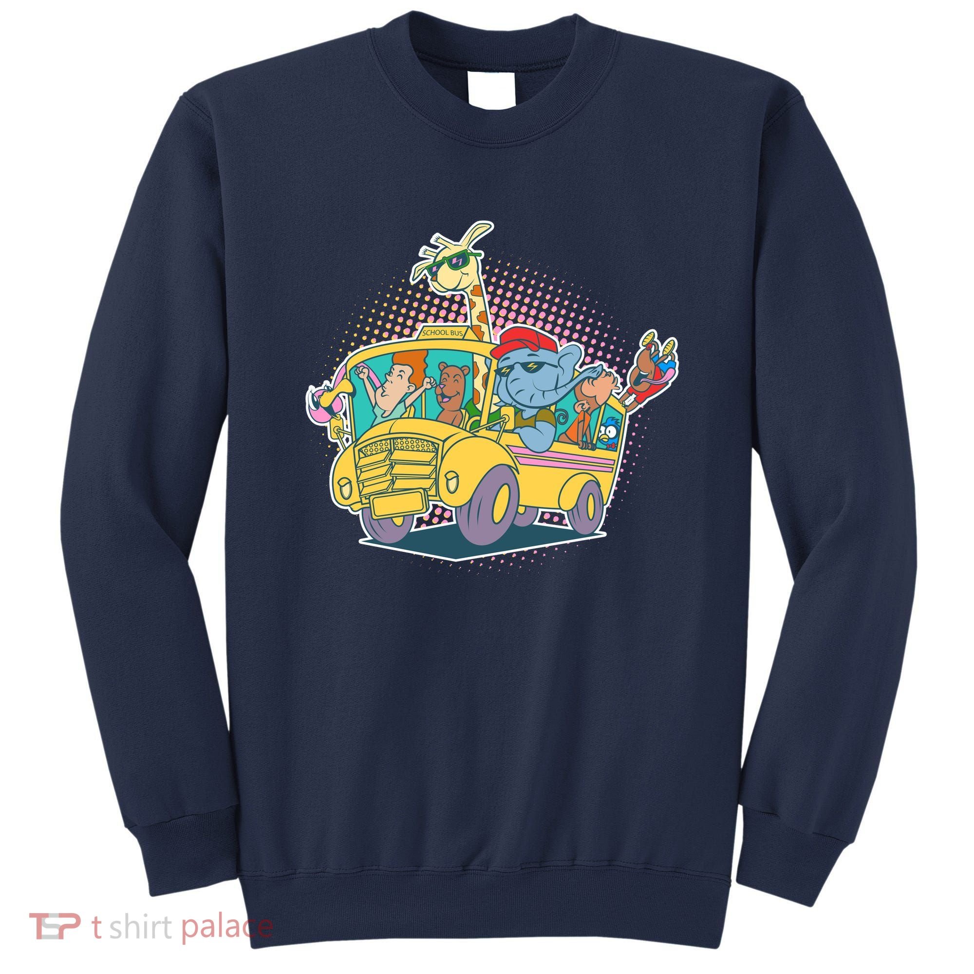 Funny Cool Back to School Animals School Bus Sweatshirt