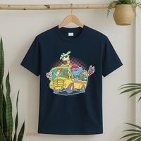 Funny Cool Back to School Animals School Bus T-Shirt thumb 2