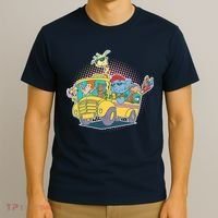 Funny Cool Back to School Animals School Bus T-Shirt thumb 3