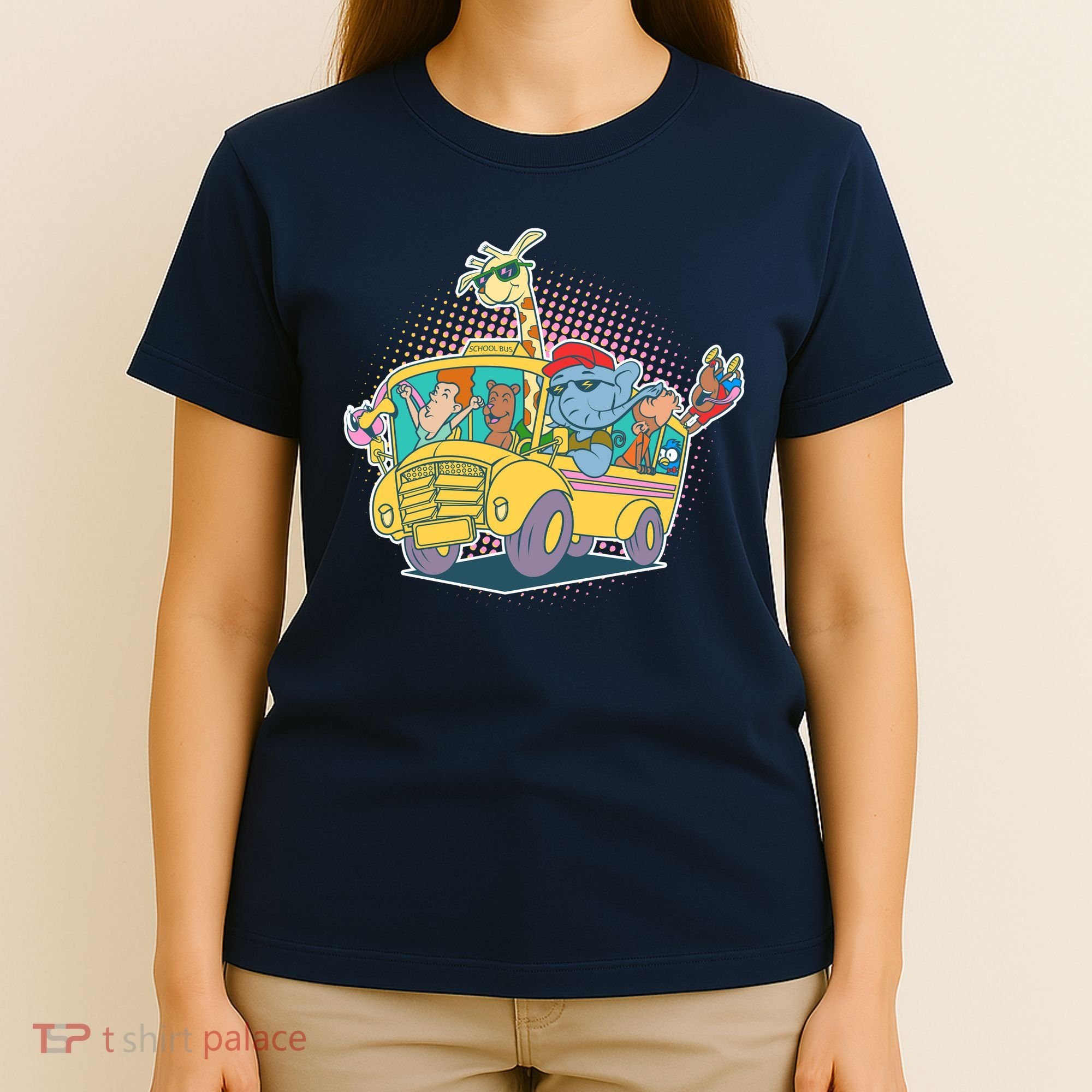 Funny Cool Back to School Animals School Bus T-Shirt