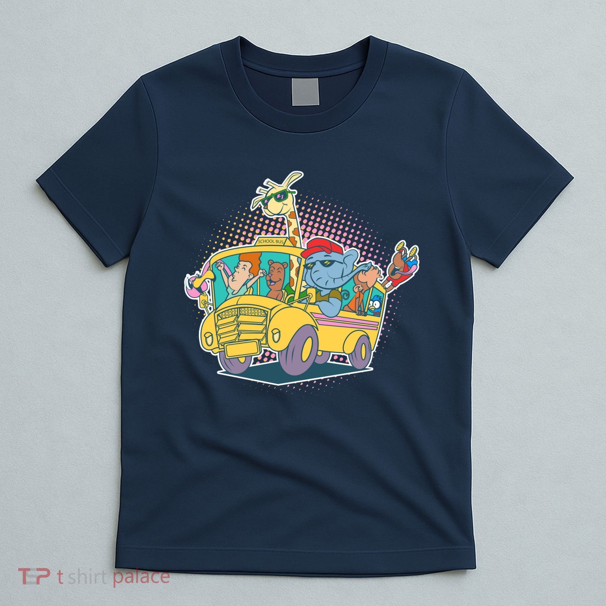 Funny Cool Back to School Animals School Bus T-Shirt