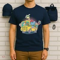 Funny Cool Back to School Animals School Bus T-Shirt thumb 6