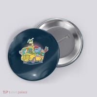 Funny Cool Back to School Animals School Bus Button thumb 0