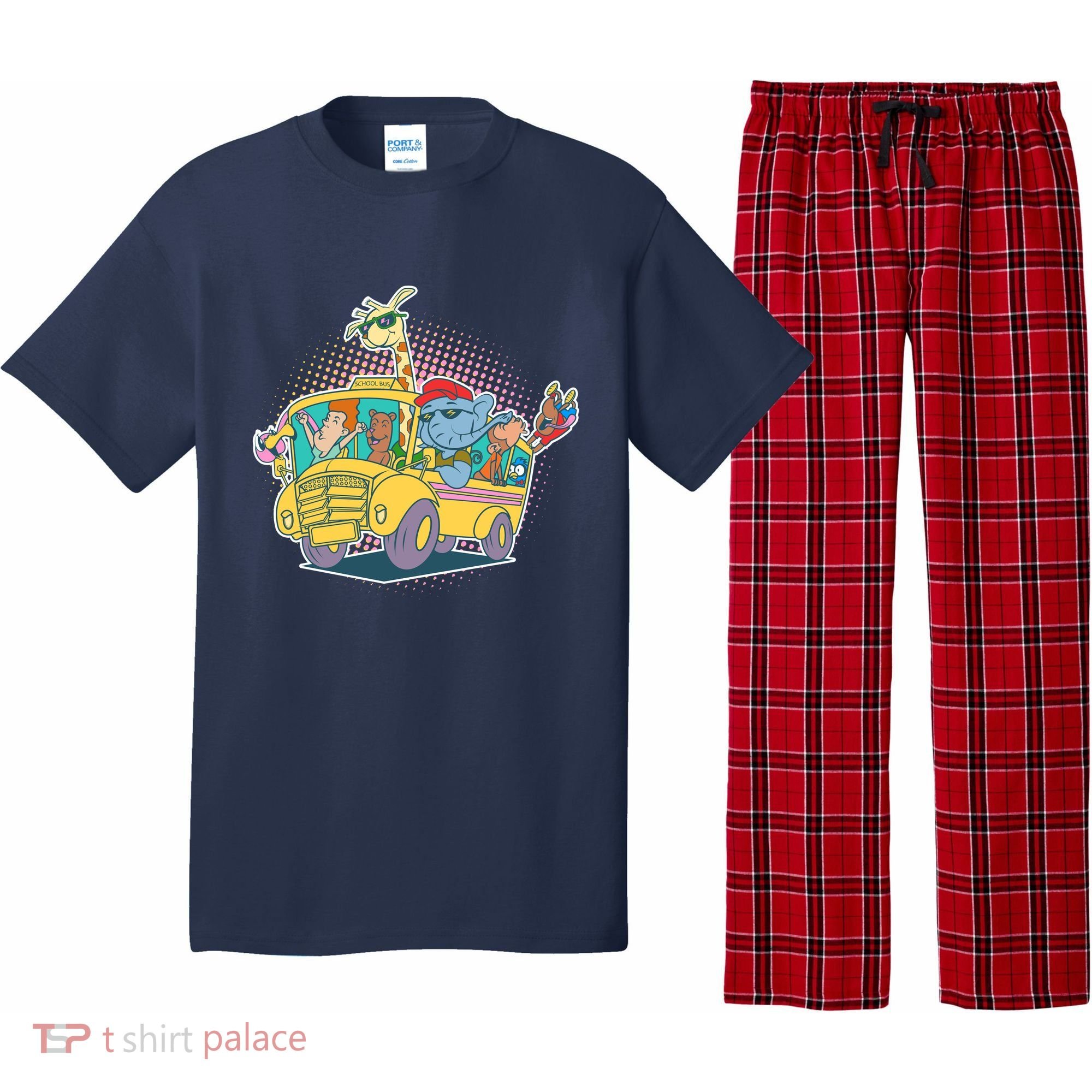 Funny Cool Back to School Animals School Bus Pajama Set