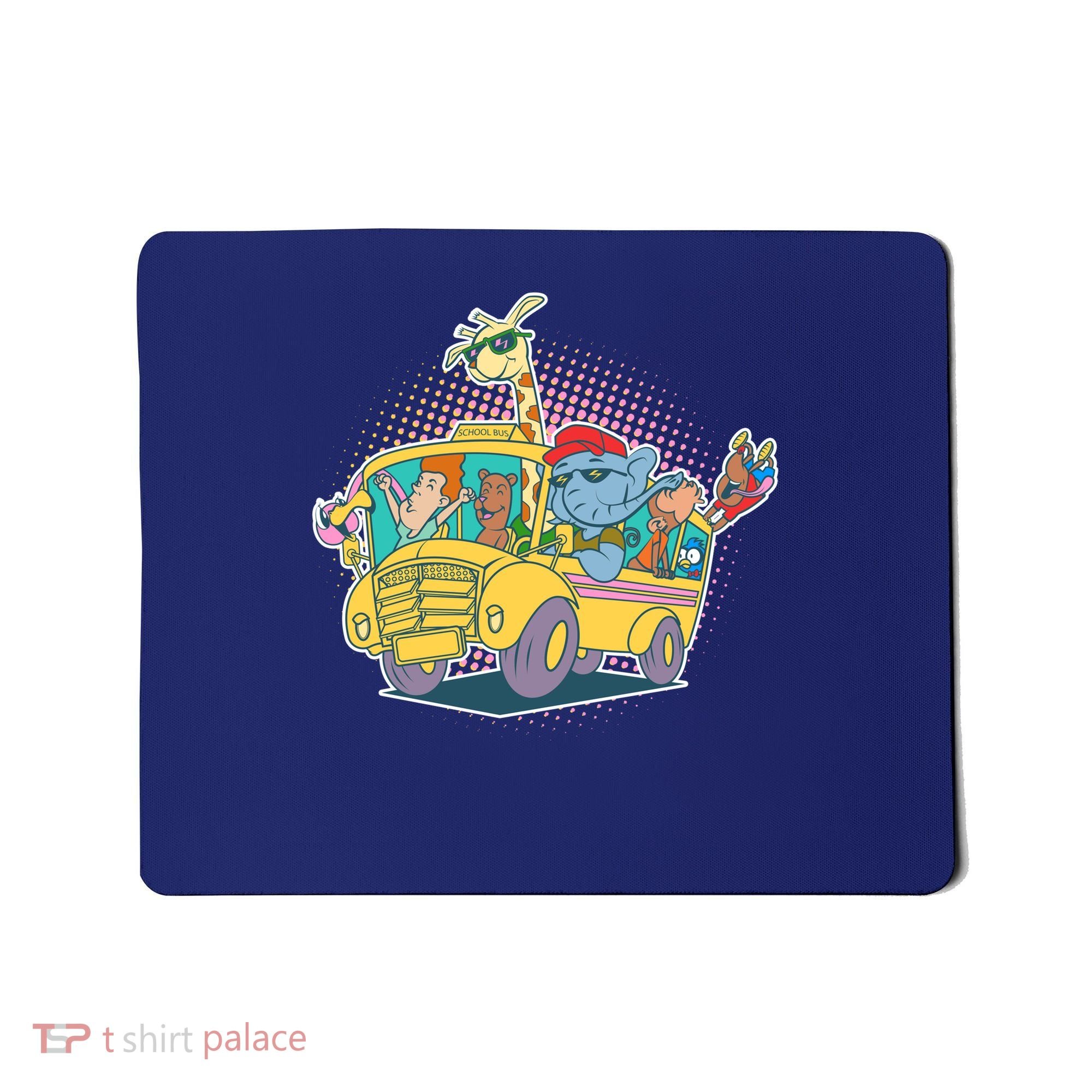 Funny Cool Back to School Animals School Bus Mousepad