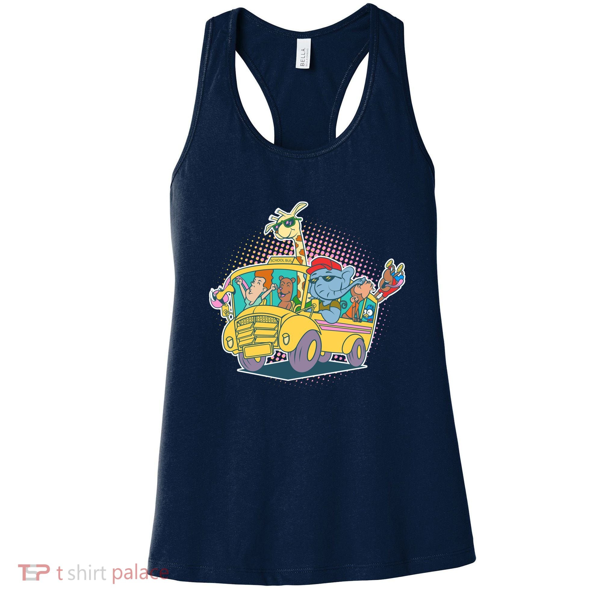 Funny Cool Back to School Animals School Bus Women's Tank Top