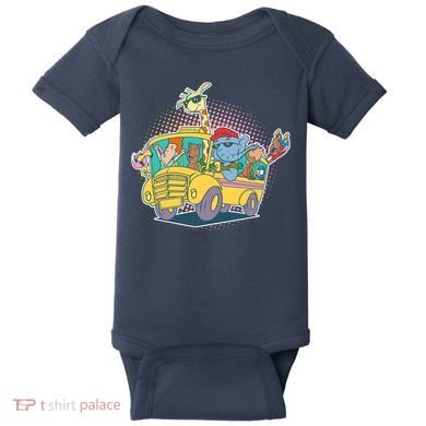 Funny Cool Back to School Animals School Bus Baby Bodysuit