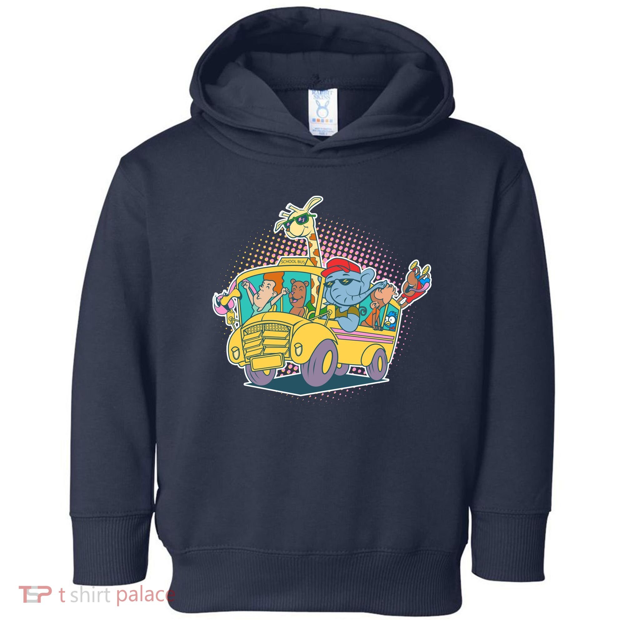 Funny Cool Back to School Animals School Bus Toddler Hoodie