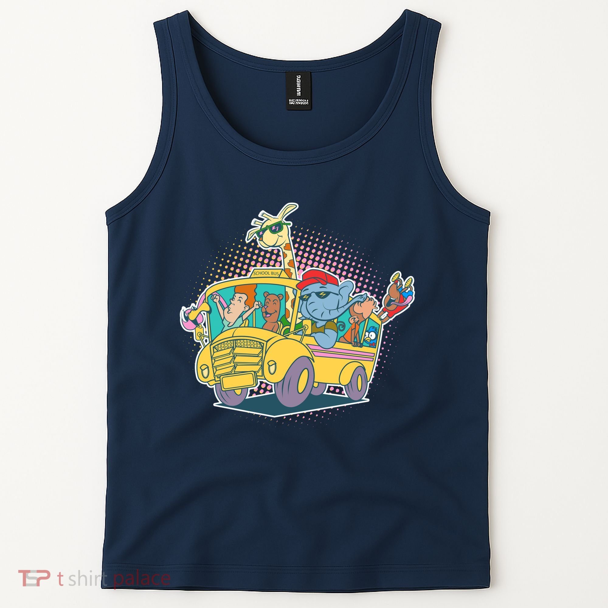 Funny Cool Back to School Animals School Bus Tank Top