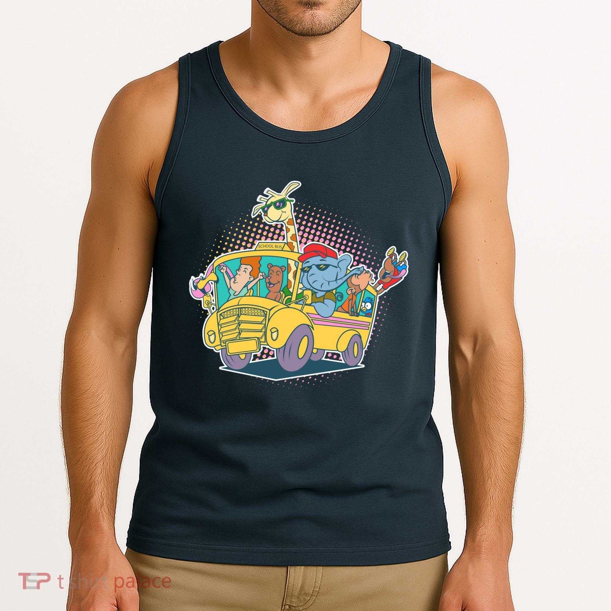Funny Cool Back to School Animals School Bus Tank Top